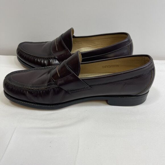 SAS Leather Penny Loafers Men's 11 Brown Pinch Apron Round Toe Slip On Shoes - Picture 4 of 9